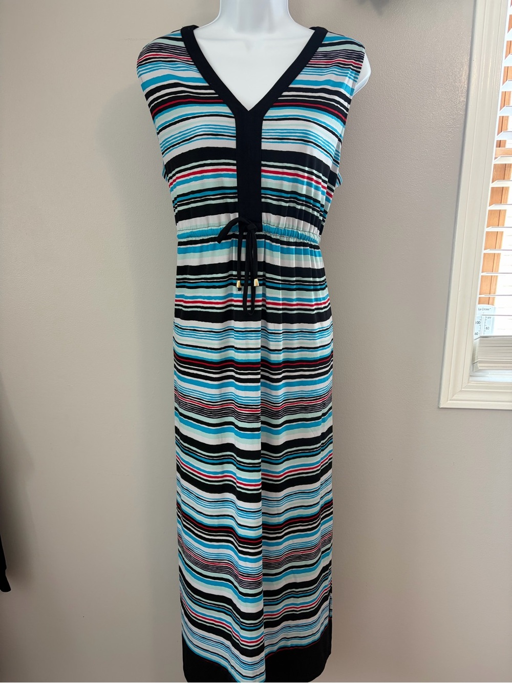 Jones New York Striped Sleeveless Maxi Dress - Blue, Black, White, Pink